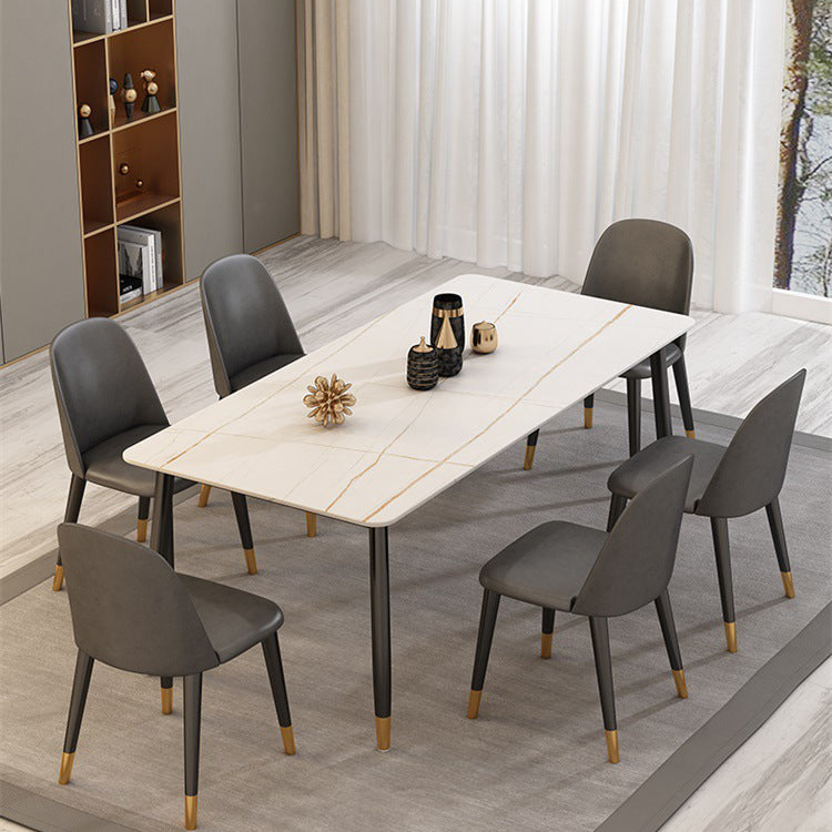 Modern Matte Finish Faux Marble Table Rectangle 4 Legs Dining Table Clearhalo ' dining_table' 'Dining Tables & Seating' 'Dining Tables' 'furn' 'furn_dining_table' 'Furniture' 'furniture_dining_table' 'Kitchen & Dining Furniture' 'kitchen&dining_furn' 'kitchen' 'kitchen_dining_table' 4640628