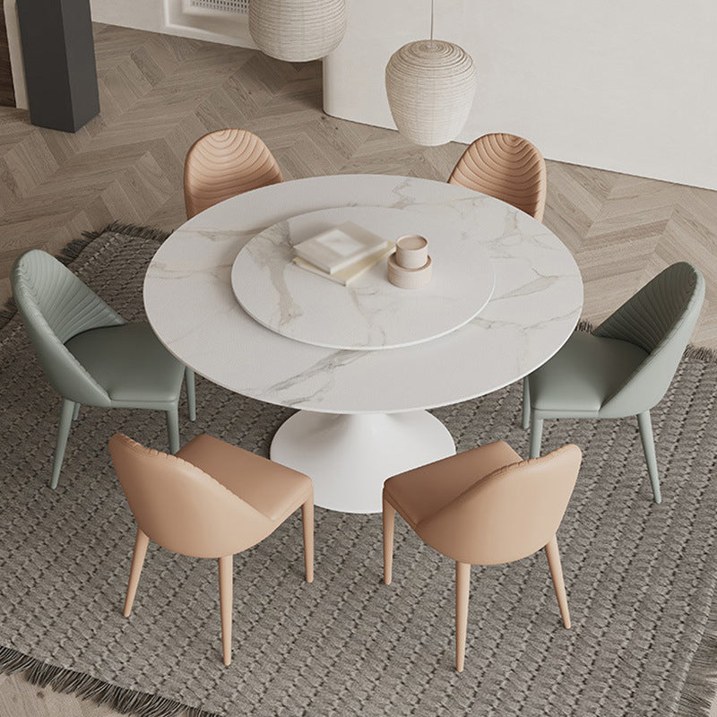 Modern Matte Finish Stone Table Round Tulip Dining Table for Home White 53.1"L x 53.1"W x 29.5"H Without Chairs Clearhalo ' dining_table' 'Dining Tables & Seating' 'Dining Tables' 'furn' 'furn_dining_table' 'Furniture' 'furniture_dining_table' 'Kitchen & Dining Furniture' 'kitchen&dining_furn' 'kitchen' 'kitchen_dining_table' 4640635