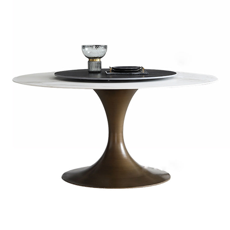 Modern Matte Finish Stone Table Round Tulip Dining Table for Home Gold 47.2"L x 47.2"W x 29.5"H Without Chairs Clearhalo ' dining_table' 'Dining Tables & Seating' 'Dining Tables' 'furn' 'furn_dining_table' 'Furniture' 'furniture_dining_table' 'Kitchen & Dining Furniture' 'kitchen&dining_furn' 'kitchen' 'kitchen_dining_table' 4640636