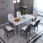 Modern Matte Finish Stone Dining Table Rectangle Dining Table White Gold 55.1"L x 31.5"W x 29.5"H Without Chairs Clearhalo ' dining_table' 'Dining Tables & Seating' 'Dining Tables' 'furn' 'furn_dining_table' 'Furniture' 'furniture_dining_table' 'Kitchen & Dining Furniture' 'kitchen&dining_furn' 'kitchen' 'kitchen_dining_table' 4640649