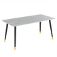 Modern Matte Finish Stone Dining Table Rectangle Dining Table White Gold 70.9"L x 35.4"W x 29.5"H Without Chairs Clearhalo ' dining_table' 'Dining Tables & Seating' 'Dining Tables' 'furn' 'furn_dining_table' 'Furniture' 'furniture_dining_table' 'Kitchen & Dining Furniture' 'kitchen&dining_furn' 'kitchen' 'kitchen_dining_table' 4640650