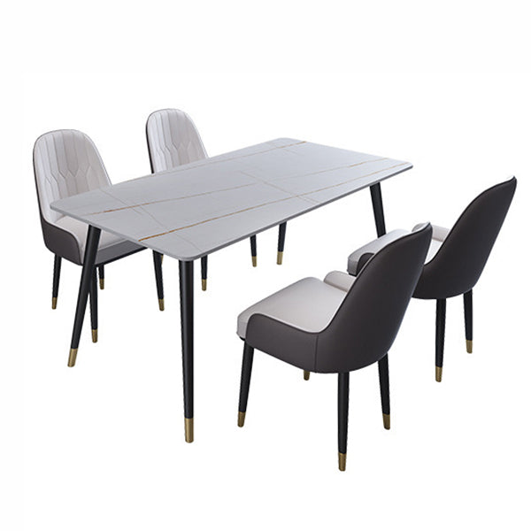 Modern Matte Finish Stone Dining Table Rectangle Dining Table White Gold 47.2"L x 23.6"W x 29.5"H Without Chairs Clearhalo ' dining_table' 'Dining Tables & Seating' 'Dining Tables' 'furn' 'furn_dining_table' 'Furniture' 'furniture_dining_table' 'Kitchen & Dining Furniture' 'kitchen&dining_furn' 'kitchen' 'kitchen_dining_table' 4640654