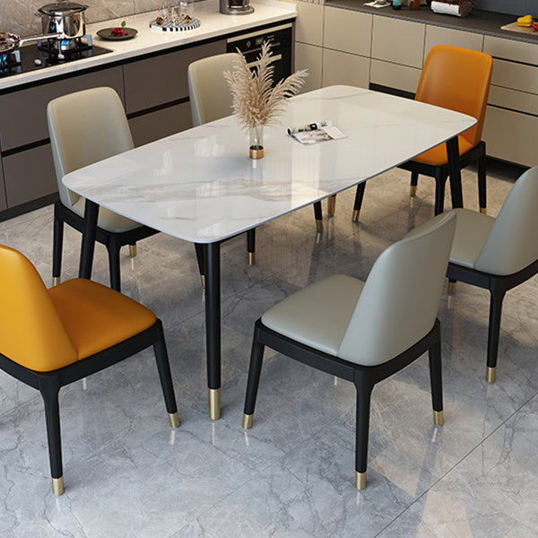 Traditional Luxury Dining Table Stone and Wood Legs Rectangle Dining Site Table White Without Chairs Clearhalo ' dining_table' 'Dining Tables & Seating' 'Dining Tables' 'furn' 'furn_dining_table' 'Furniture' 'furniture_dining_table' 'Kitchen & Dining Furniture' 'kitchen&dining_furn' 'kitchen' 'kitchen_dining_table' 4640720