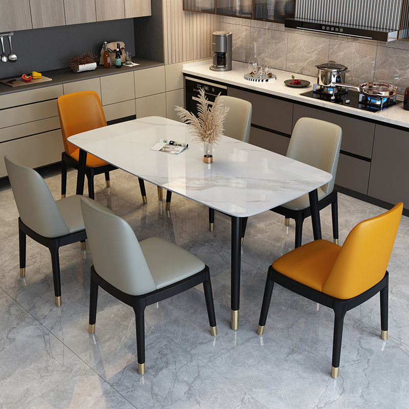 Traditional Luxury Dining Table Stone and Wood Legs Rectangle Dining Site Table White 51.2"L x 31.5"W x 29.9"H Without Chairs Clearhalo ' dining_table' 'Dining Tables & Seating' 'Dining Tables' 'furn' 'furn_dining_table' 'Furniture' 'furniture_dining_table' 'Kitchen & Dining Furniture' 'kitchen&dining_furn' 'kitchen' 'kitchen_dining_table' 4640721