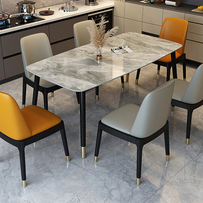 Traditional Luxury Dining Table Stone and Wood Legs Rectangle Dining Site Table Gray Without Chairs Clearhalo ' dining_table' 'Dining Tables & Seating' 'Dining Tables' 'furn' 'furn_dining_table' 'Furniture' 'furniture_dining_table' 'Kitchen & Dining Furniture' 'kitchen&dining_furn' 'kitchen' 'kitchen_dining_table' 4640722