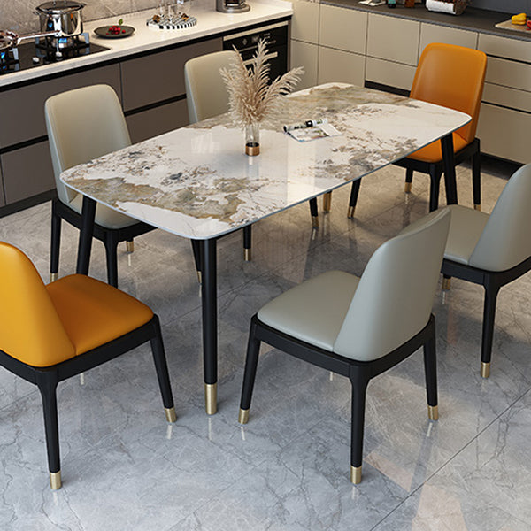 Traditional Luxury Dining Table Stone and Wood Legs Rectangle Dining Site Table Pandora Gold Without Chairs Clearhalo ' dining_table' 'Dining Tables & Seating' 'Dining Tables' 'furn' 'furn_dining_table' 'Furniture' 'furniture_dining_table' 'Kitchen & Dining Furniture' 'kitchen&dining_furn' 'kitchen' 'kitchen_dining_table' 4640723