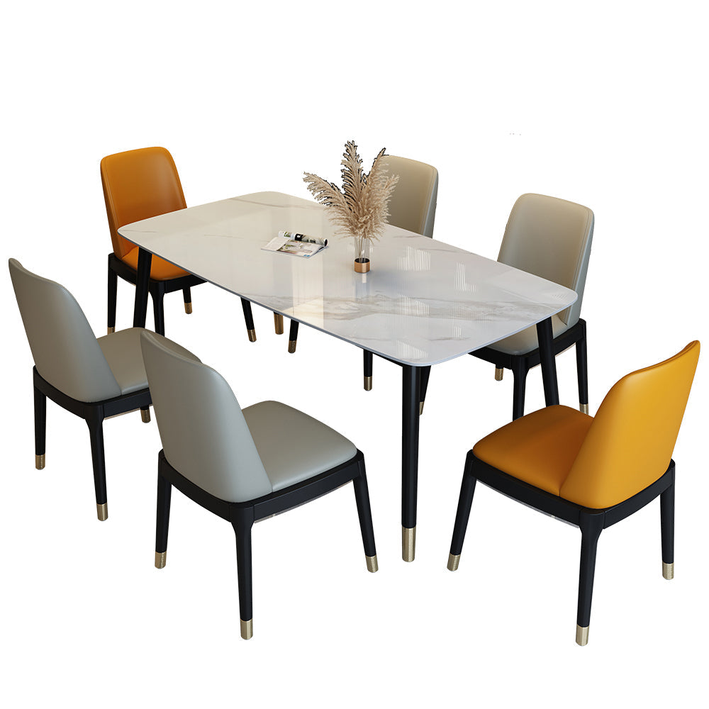 Traditional Luxury Dining Table Stone and Wood Legs Rectangle Dining Site Table White 47.2"L x 31.5"W x 29.9"H Without Chairs Clearhalo ' dining_table' 'Dining Tables & Seating' 'Dining Tables' 'furn' 'furn_dining_table' 'Furniture' 'furniture_dining_table' 'Kitchen & Dining Furniture' 'kitchen&dining_furn' 'kitchen' 'kitchen_dining_table' 4640726
