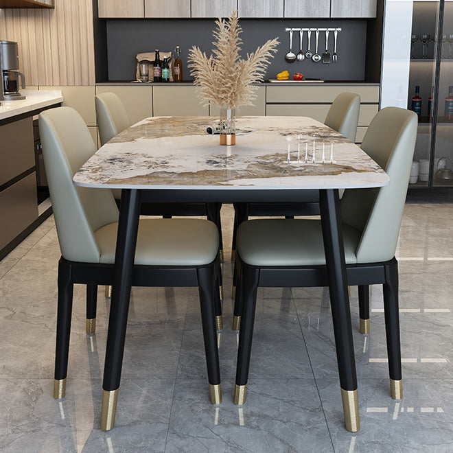 Traditional Luxury Dining Table Stone and Wood Legs Rectangle Dining Site Table Clearhalo ' dining_table' 'Dining Tables & Seating' 'Dining Tables' 'furn' 'furn_dining_table' 'Furniture' 'furniture_dining_table' 'Kitchen & Dining Furniture' 'kitchen&dining_furn' 'kitchen' 'kitchen_dining_table' 4640730