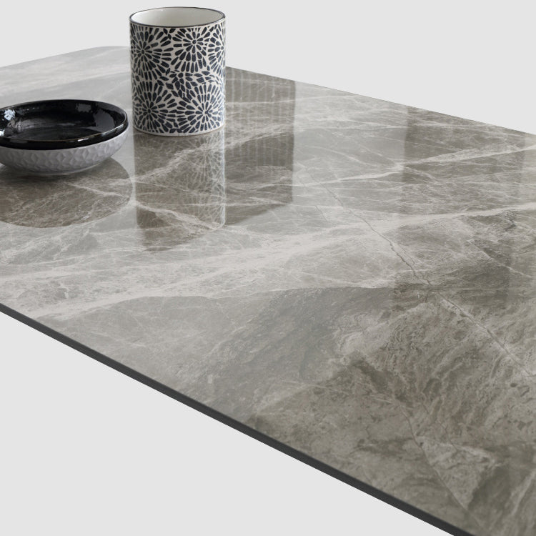 Stone Top Dining Table Modern Dining Table with 4 Black Legs Clearhalo ' dining_table' 'Dining Tables & Seating' 'Dining Tables' 'furn' 'furn_dining_table' 'Furniture' 'furniture_dining_table' 'Kitchen & Dining Furniture' 'kitchen&dining_furn' 'kitchen' 'kitchen_dining_table' 4640744