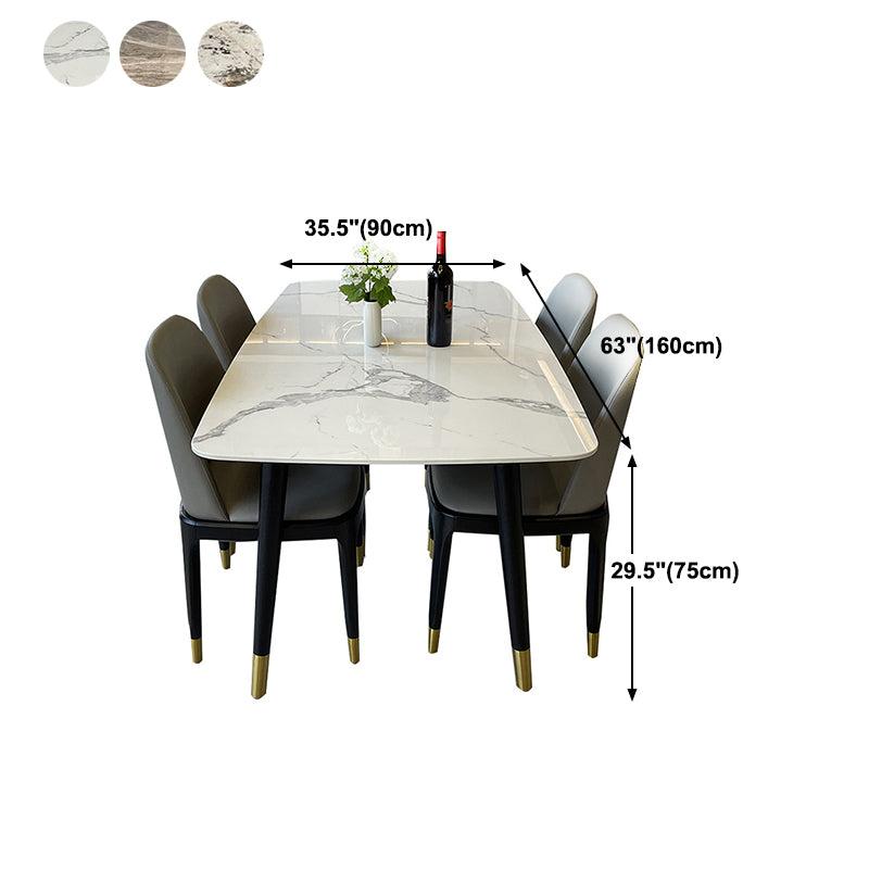Stone Top Dining Table Modern Dining Table with 4 Black Legs Clearhalo ' dining_table' 'Dining Tables & Seating' 'Dining Tables' 'furn' 'furn_dining_table' 'Furniture' 'furniture_dining_table' 'Kitchen & Dining Furniture' 'kitchen&dining_furn' 'kitchen' 'kitchen_dining_table' 4640749