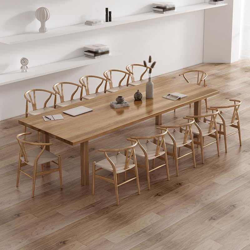Modern Solid Wood Table for Restaurant Rectangle Brown Dining Table with 4 Legs 118.1"L x 47.2"W x 29.5"H Without Chairs Clearhalo ' dining_table' 'Dining Tables & Seating' 'Dining Tables' 'furn' 'furn_dining_table' 'Furniture' 'furniture_dining_table' 'Kitchen & Dining Furniture' 'kitchen&dining_furn' 'kitchen' 'kitchen_dining_table' 4640753