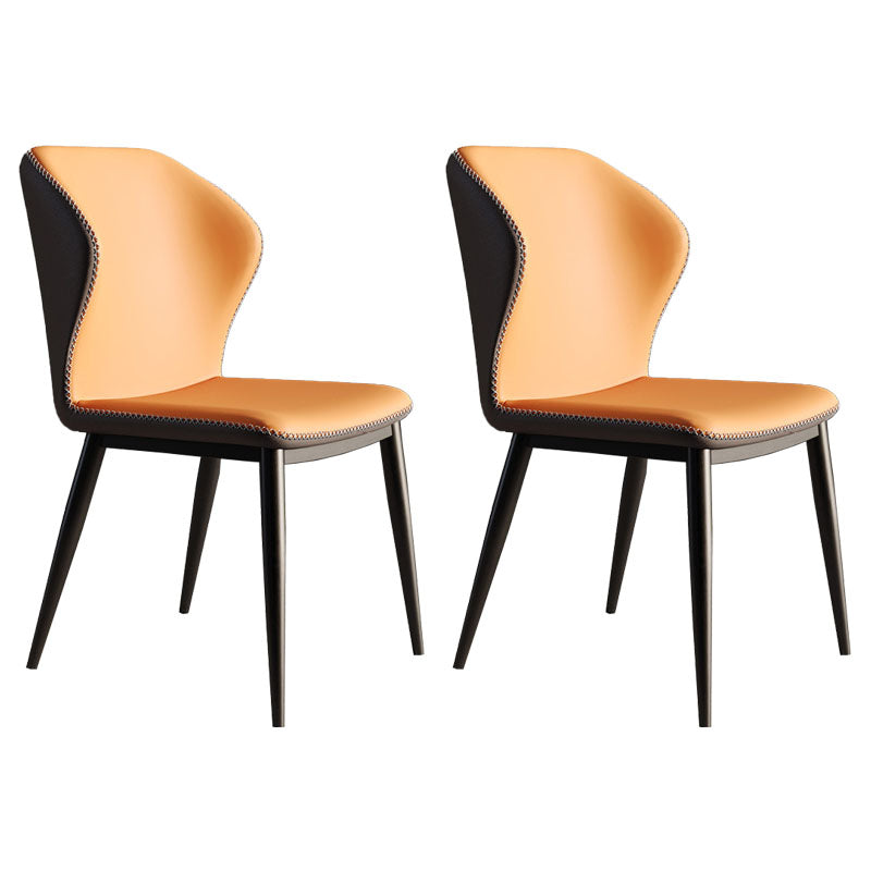 Modern Chairs Dining Armless Wingback Chair with Metal Legs for Kitchen Orange 2 Piece Set Clearhalo ' kitchen&dining_furn' 'Dining Chairs' 'Dining Tables & Seating' 'dining_chair' 'furn' 'furn_dining_chair' 'Furniture' 'furniture_dining_chair' 'Kitchen & Dining Furniture' 'kitchen' 4640785