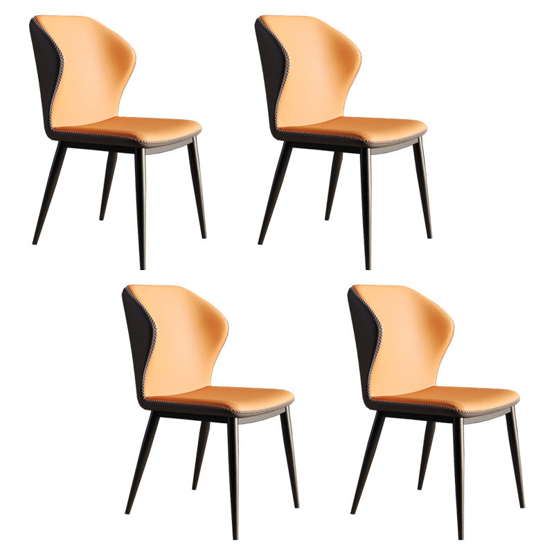 Modern Chairs Dining Armless Wingback Chair with Metal Legs for Kitchen Orange 4 Piece Set Clearhalo ' kitchen&dining_furn' 'Dining Chairs' 'Dining Tables & Seating' 'dining_chair' 'furn' 'furn_dining_chair' 'Furniture' 'furniture_dining_chair' 'Kitchen & Dining Furniture' 'kitchen' 4640786