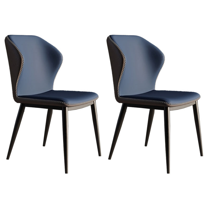Modern Chairs Dining Armless Wingback Chair with Metal Legs for Kitchen Blue 2 Piece Set Clearhalo ' kitchen&dining_furn' 'Dining Chairs' 'Dining Tables & Seating' 'dining_chair' 'furn' 'furn_dining_chair' 'Furniture' 'furniture_dining_chair' 'Kitchen & Dining Furniture' 'kitchen' 4640796