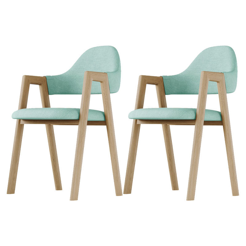 Modern Bedroom Open Back Arm Chair Fabric Matte Finish Dining Chair Turquoise Set of 2 Clearhalo ' kitchen&dining_furn' 'Dining Chairs' 'Dining Tables & Seating' 'dining_chair' 'Furniture' 'furniture_dining_chair' 'Kitchen & Dining Furniture' 'kitchen' 4640811