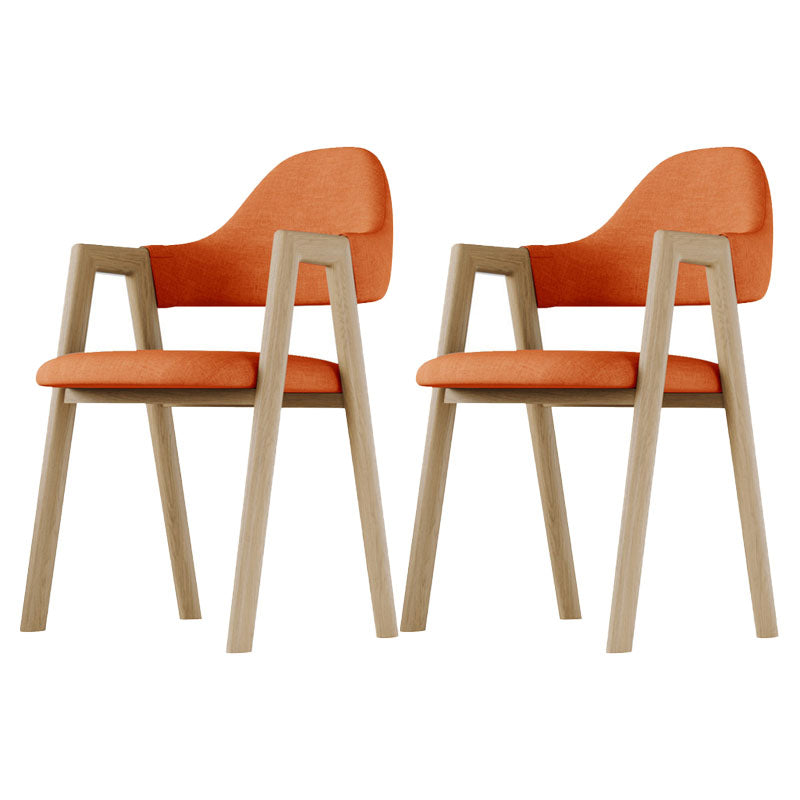 Modern Bedroom Open Back Arm Chair Fabric Matte Finish Dining Chair Orange Set of 2 Clearhalo ' kitchen&dining_furn' 'Dining Chairs' 'Dining Tables & Seating' 'dining_chair' 'Furniture' 'furniture_dining_chair' 'Kitchen & Dining Furniture' 'kitchen' 4640827