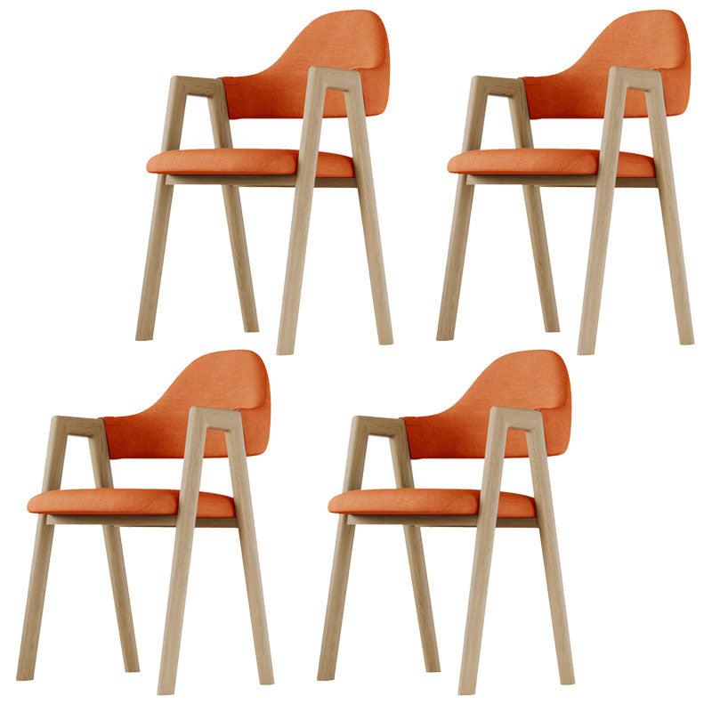 Modern Bedroom Open Back Arm Chair Fabric Matte Finish Dining Chair Orange Set of 4 Clearhalo ' kitchen&dining_furn' 'Dining Chairs' 'Dining Tables & Seating' 'dining_chair' 'Furniture' 'furniture_dining_chair' 'Kitchen & Dining Furniture' 'kitchen' 4640828