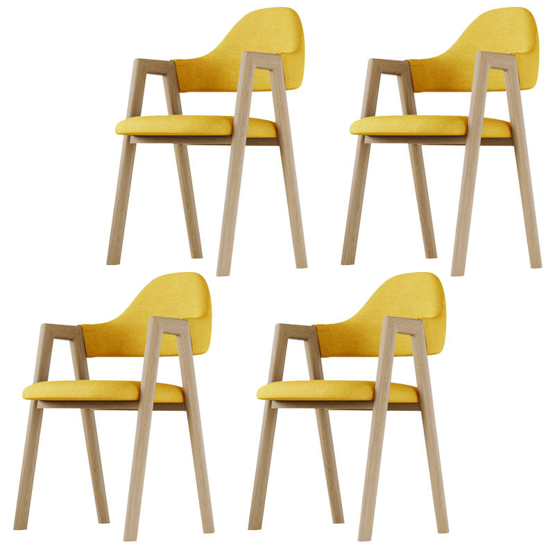 Modern Bedroom Open Back Arm Chair Fabric Matte Finish Dining Chair Yellow Set of 4 Clearhalo ' kitchen&dining_furn' 'Dining Chairs' 'Dining Tables & Seating' 'dining_chair' 'Furniture' 'furniture_dining_chair' 'Kitchen & Dining Furniture' 'kitchen' 4640837