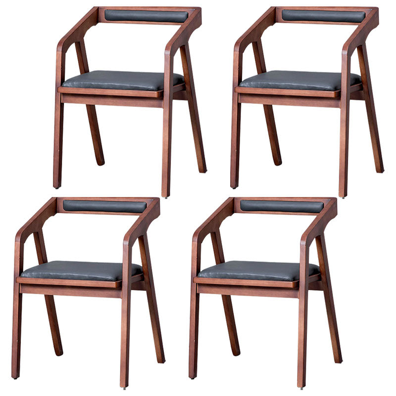 Modern Open Back Arm Chair Upholstered Matte Finish Dining Chair Dark Wood 4 Piece Set Clearhalo ' kitchen&dining_furn' 'Dining Chairs' 'Dining Tables & Seating' 'dining_chair' 'furn' 'furn_dining_chair' 'Furniture' 'furniture_dining_chair' 'Kitchen & Dining Furniture' 'kitchen' 4640845