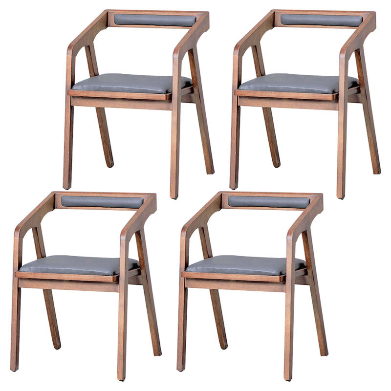 Modern Open Back Arm Chair Upholstered Matte Finish Dining Chair Walnut 4 Piece Set Clearhalo ' kitchen&dining_furn' 'Dining Chairs' 'Dining Tables & Seating' 'dining_chair' 'furn' 'furn_dining_chair' 'Furniture' 'furniture_dining_chair' 'Kitchen & Dining Furniture' 'kitchen' 4640849