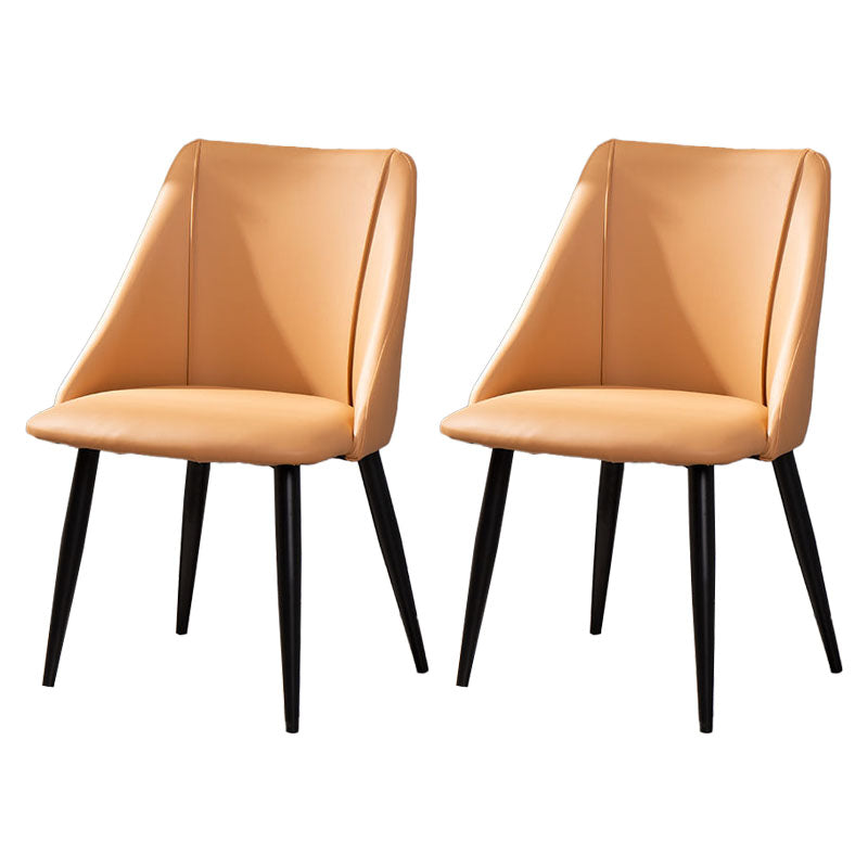 Modern Chair Solid Back Dining Armless Chairs with Metal Legs for Kitchen Light Khaki 2 Piece Set Clearhalo ' kitchen&dining_furn' 'Dining Chairs' 'Dining Tables & Seating' 'dining_chair' 'furn' 'furn_dining_chair' 'Furniture' 'furniture_dining_chair' 'Kitchen & Dining Furniture' 'kitchen' 4640863