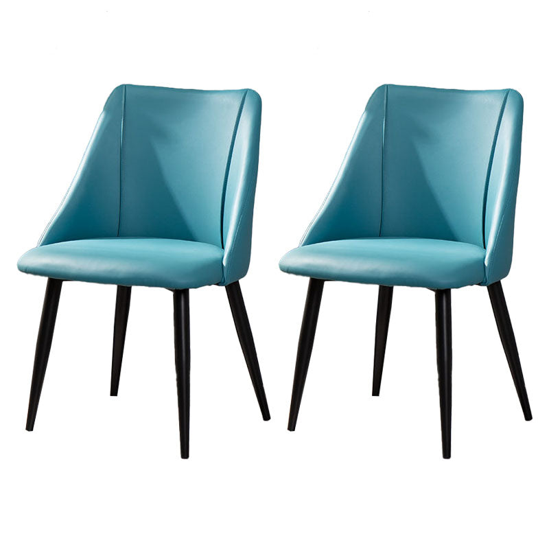 Modern Chair Solid Back Dining Armless Chairs with Metal Legs for Kitchen Blue 2 Piece Set Clearhalo ' kitchen&dining_furn' 'Dining Chairs' 'Dining Tables & Seating' 'dining_chair' 'furn' 'furn_dining_chair' 'Furniture' 'furniture_dining_chair' 'Kitchen & Dining Furniture' 'kitchen' 4640865