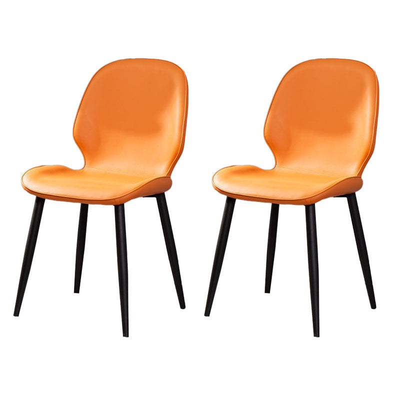 Modern Chair Solid Back Dining Armless Chairs with Metal Legs for Kitchen Orange 2 Piece Set Clearhalo ' kitchen&dining_furn' 'Dining Chairs' 'Dining Tables & Seating' 'dining_chair' 'furn' 'furn_dining_chair' 'Furniture' 'furniture_dining_chair' 'Kitchen & Dining Furniture' 'kitchen' 4640867