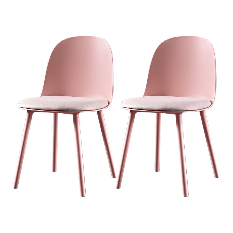 Scandinavian Plastic Dining Armless Chair Solid Back Chair for Home Pink 2 Piece Set Clearhalo ' kitchen&dining_furn' 'Dining Chairs' 'Dining Tables & Seating' 'dining_chair' 'furn' 'furn_dining_chair' 'Furniture' 'furniture_dining_chair' 'Kitchen & Dining Furniture' 'kitchen' 4640876