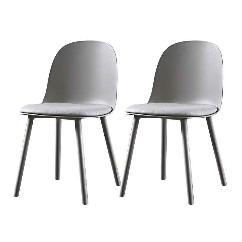 Scandinavian Plastic Dining Armless Chair Solid Back Chair for Home Light Gray 2 Piece Set Clearhalo ' kitchen&dining_furn' 'Dining Chairs' 'Dining Tables & Seating' 'dining_chair' 'furn' 'furn_dining_chair' 'Furniture' 'furniture_dining_chair' 'Kitchen & Dining Furniture' 'kitchen' 4640880