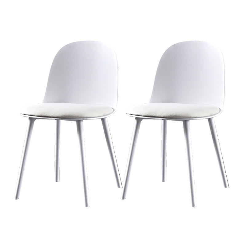 Scandinavian Plastic Dining Armless Chair Solid Back Chair for Home White 2 Piece Set Clearhalo ' kitchen&dining_furn' 'Dining Chairs' 'Dining Tables & Seating' 'dining_chair' 'furn' 'furn_dining_chair' 'Furniture' 'furniture_dining_chair' 'Kitchen & Dining Furniture' 'kitchen' 4640883