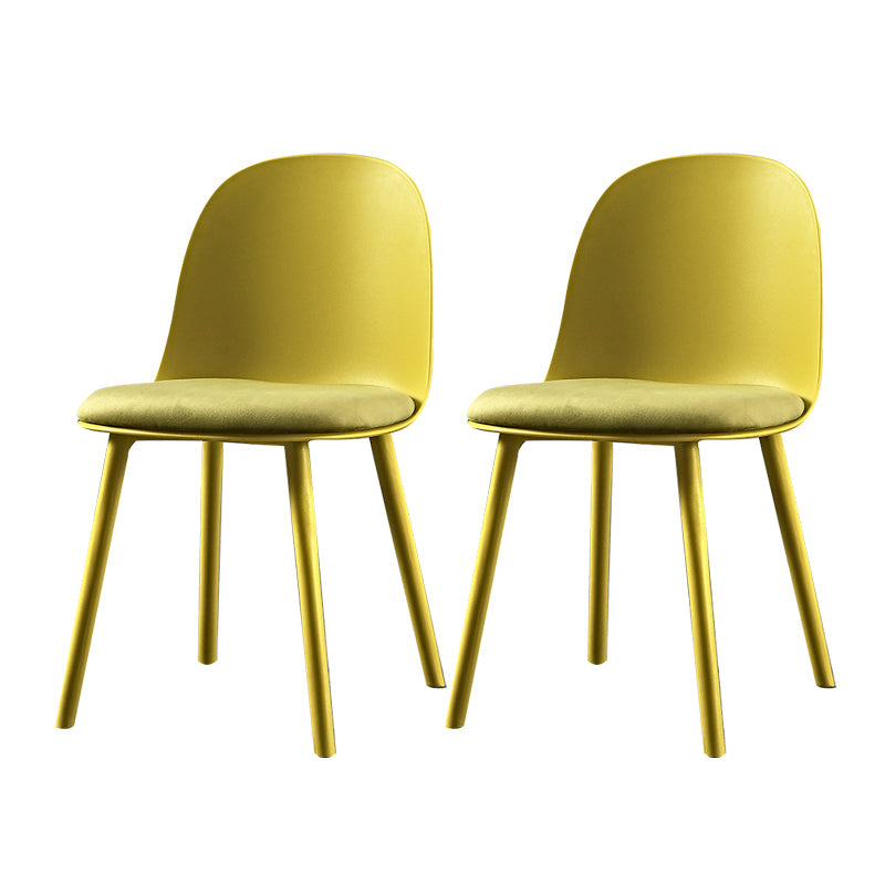 Scandinavian Plastic Dining Armless Chair Solid Back Chair for Home Yellow 2 Piece Set Clearhalo ' kitchen&dining_furn' 'Dining Chairs' 'Dining Tables & Seating' 'dining_chair' 'furn' 'furn_dining_chair' 'Furniture' 'furniture_dining_chair' 'Kitchen & Dining Furniture' 'kitchen' 4640885
