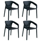 Plastic Scandinavian Dining Kitchen Room Arm Chair Solid Back Chair Black 4 Piece Set Clearhalo ' kitchen&dining_furn' 'Dining Chairs' 'Dining Tables & Seating' 'dining_chair' 'furn' 'furn_dining_chair' 'Furniture' 'furniture_dining_chair' 'Kitchen & Dining Furniture' 'kitchen' 4640894