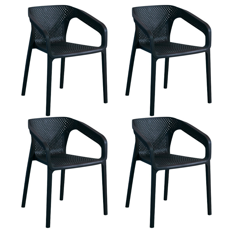 Plastic Scandinavian Dining Kitchen Room Arm Chair Solid Back Chair Black 4 Piece Set Clearhalo ' kitchen&dining_furn' 'Dining Chairs' 'Dining Tables & Seating' 'dining_chair' 'furn' 'furn_dining_chair' 'Furniture' 'furniture_dining_chair' 'Kitchen & Dining Furniture' 'kitchen' 4640894