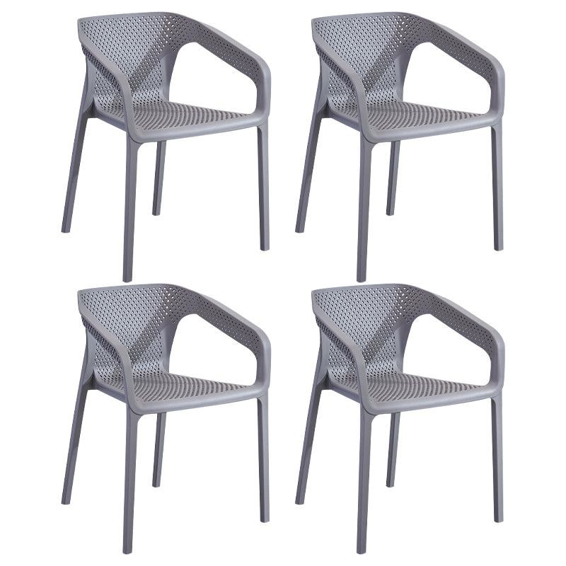 Plastic Scandinavian Dining Kitchen Room Arm Chair Solid Back Chair Grey 4 Piece Set Clearhalo ' kitchen&dining_furn' 'Dining Chairs' 'Dining Tables & Seating' 'dining_chair' 'furn' 'furn_dining_chair' 'Furniture' 'furniture_dining_chair' 'Kitchen & Dining Furniture' 'kitchen' 4640896