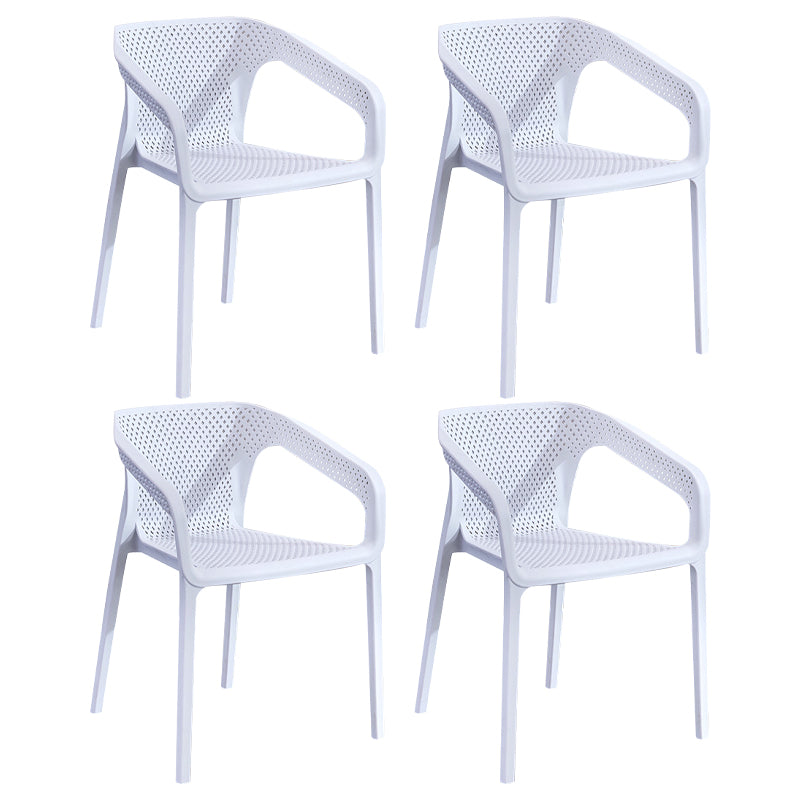 Plastic Scandinavian Dining Kitchen Room Arm Chair Solid Back Chair White 4 Piece Set Clearhalo ' kitchen&dining_furn' 'Dining Chairs' 'Dining Tables & Seating' 'dining_chair' 'furn' 'furn_dining_chair' 'Furniture' 'furniture_dining_chair' 'Kitchen & Dining Furniture' 'kitchen' 4640897