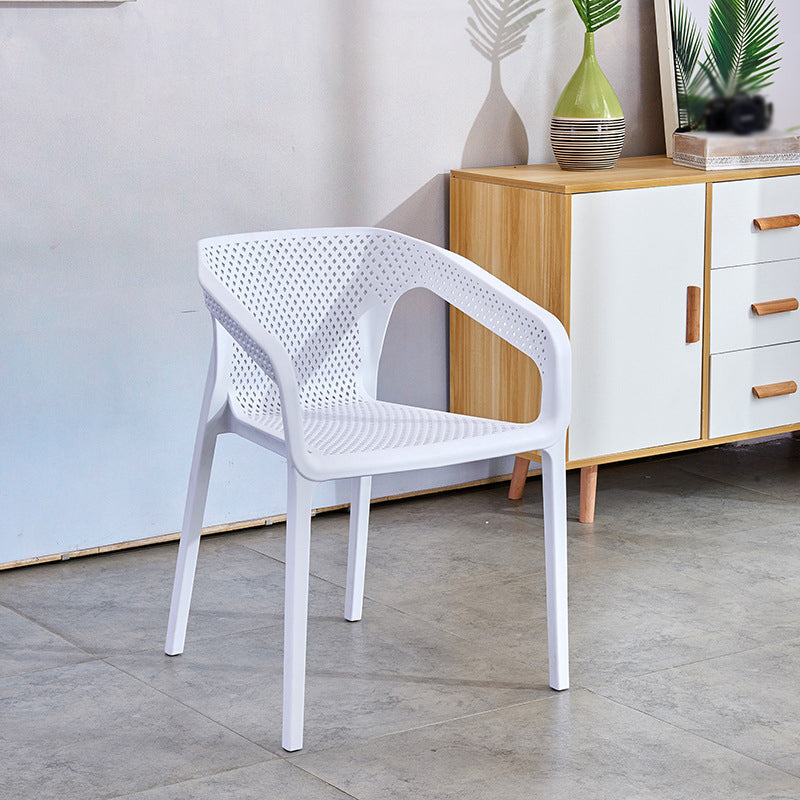 Plastic Scandinavian Dining Kitchen Room Arm Chair Solid Back Chair Clearhalo ' kitchen&dining_furn' 'Dining Chairs' 'Dining Tables & Seating' 'dining_chair' 'furn' 'furn_dining_chair' 'Furniture' 'furniture_dining_chair' 'Kitchen & Dining Furniture' 'kitchen' 4640898