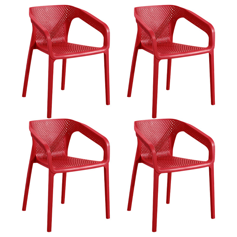 Plastic Scandinavian Dining Kitchen Room Arm Chair Solid Back Chair Burgundy 4 Piece Set Clearhalo ' kitchen&dining_furn' 'Dining Chairs' 'Dining Tables & Seating' 'dining_chair' 'furn' 'furn_dining_chair' 'Furniture' 'furniture_dining_chair' 'Kitchen & Dining Furniture' 'kitchen' 4640908