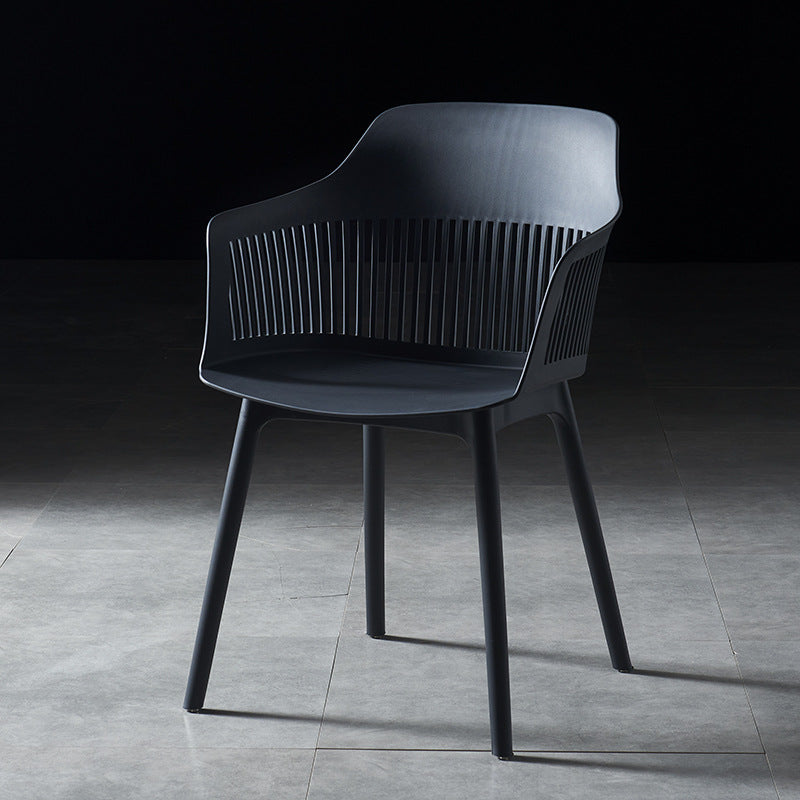 Plastic Scandinavian Dining Kitchen Room Chair Slat Back Arm Chair Black 1 Piece Clearhalo ' kitchen&dining_furn' 'Dining Chairs' 'Dining Tables & Seating' 'dining_chair' 'furn' 'furn_dining_chair' 'Furniture' 'furniture_dining_chair' 'Kitchen & Dining Furniture' 'kitchen' 4640916