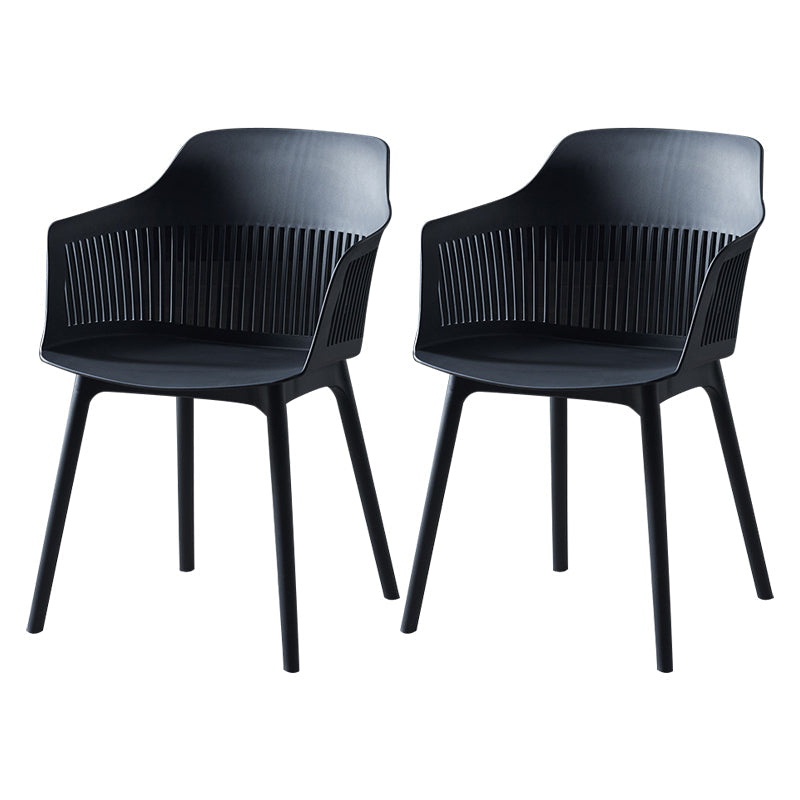 Plastic Scandinavian Dining Kitchen Room Chair Slat Back Arm Chair Black 2 Piece Set Clearhalo ' kitchen&dining_furn' 'Dining Chairs' 'Dining Tables & Seating' 'dining_chair' 'furn' 'furn_dining_chair' 'Furniture' 'furniture_dining_chair' 'Kitchen & Dining Furniture' 'kitchen' 4640918