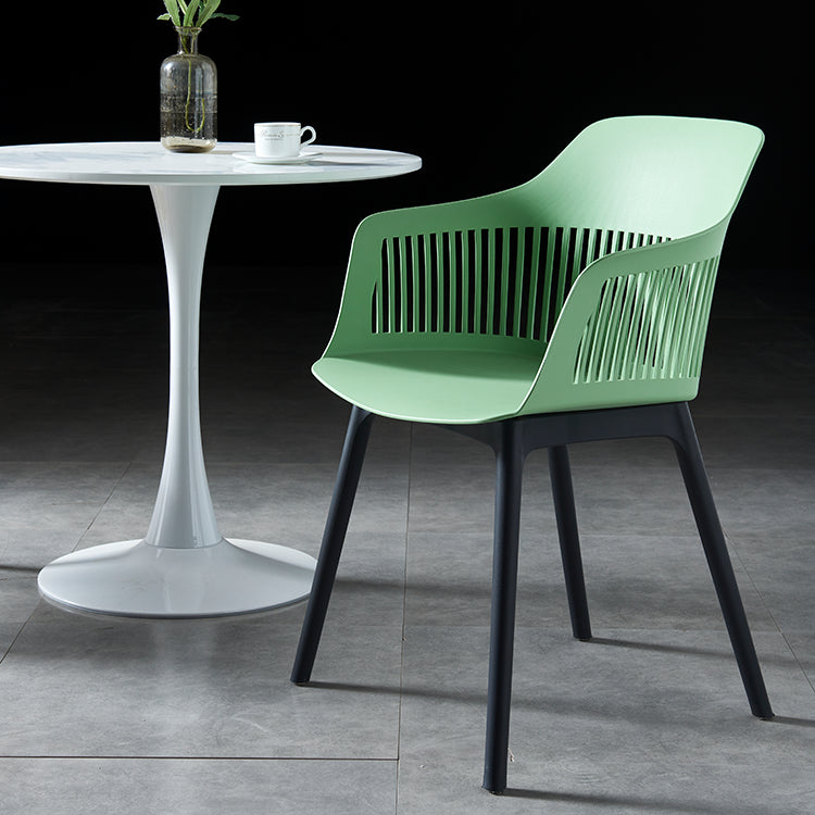 Plastic Scandinavian Dining Kitchen Room Chair Slat Back Arm Chair Clearhalo ' kitchen&dining_furn' 'Dining Chairs' 'Dining Tables & Seating' 'dining_chair' 'furn' 'furn_dining_chair' 'Furniture' 'furniture_dining_chair' 'Kitchen & Dining Furniture' 'kitchen' 4640920
