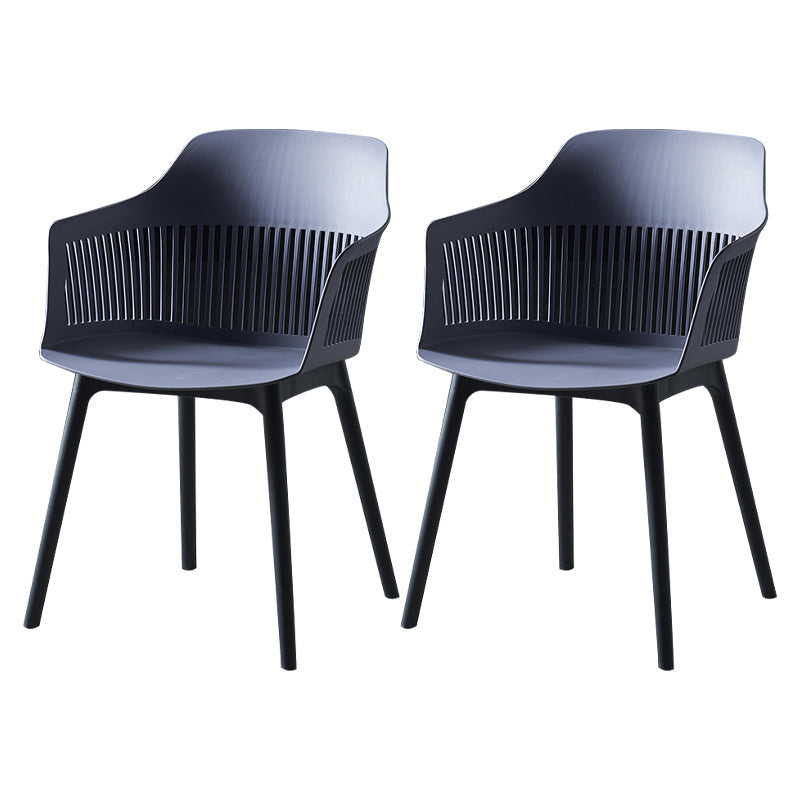 Plastic Scandinavian Dining Kitchen Room Chair Slat Back Arm Chair Grey 2 Piece Set Clearhalo ' kitchen&dining_furn' 'Dining Chairs' 'Dining Tables & Seating' 'dining_chair' 'furn' 'furn_dining_chair' 'Furniture' 'furniture_dining_chair' 'Kitchen & Dining Furniture' 'kitchen' 4640923