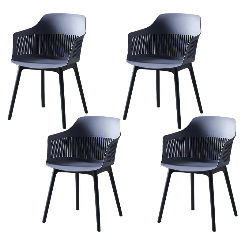 Plastic Scandinavian Dining Kitchen Room Chair Slat Back Arm Chair Grey 4 Piece Set Clearhalo ' kitchen&dining_furn' 'Dining Chairs' 'Dining Tables & Seating' 'dining_chair' 'furn' 'furn_dining_chair' 'Furniture' 'furniture_dining_chair' 'Kitchen & Dining Furniture' 'kitchen' 4640925