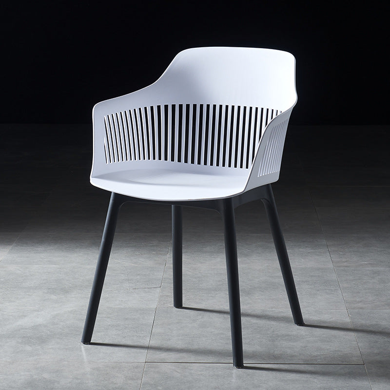 Plastic Scandinavian Dining Kitchen Room Chair Slat Back Arm Chair White 1 Piece Clearhalo ' kitchen&dining_furn' 'Dining Chairs' 'Dining Tables & Seating' 'dining_chair' 'furn' 'furn_dining_chair' 'Furniture' 'furniture_dining_chair' 'Kitchen & Dining Furniture' 'kitchen' 4640928