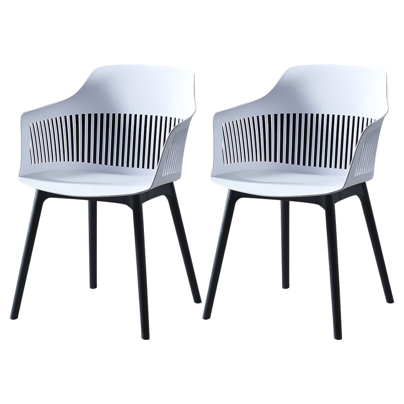 Plastic Scandinavian Dining Kitchen Room Chair Slat Back Arm Chair White 2 Piece Set Clearhalo ' kitchen&dining_furn' 'Dining Chairs' 'Dining Tables & Seating' 'dining_chair' 'furn' 'furn_dining_chair' 'Furniture' 'furniture_dining_chair' 'Kitchen & Dining Furniture' 'kitchen' 4640929