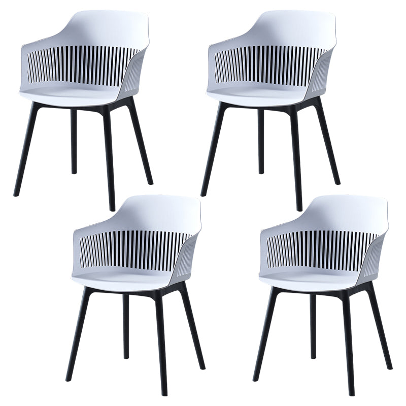 Plastic Scandinavian Dining Kitchen Room Chair Slat Back Arm Chair White 4 Piece Set Clearhalo ' kitchen&dining_furn' 'Dining Chairs' 'Dining Tables & Seating' 'dining_chair' 'furn' 'furn_dining_chair' 'Furniture' 'furniture_dining_chair' 'Kitchen & Dining Furniture' 'kitchen' 4640932