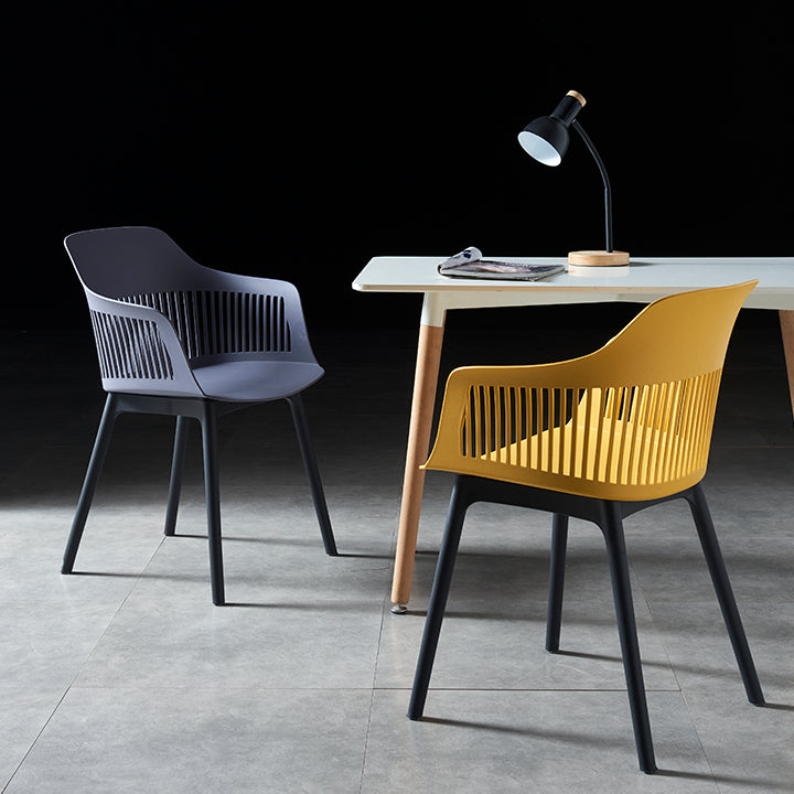 Plastic Scandinavian Dining Kitchen Room Chair Slat Back Arm Chair Clearhalo ' kitchen&dining_furn' 'Dining Chairs' 'Dining Tables & Seating' 'dining_chair' 'furn' 'furn_dining_chair' 'Furniture' 'furniture_dining_chair' 'Kitchen & Dining Furniture' 'kitchen' 4640933