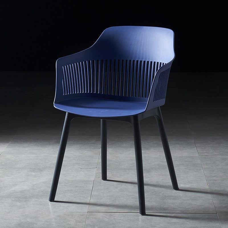 Plastic Scandinavian Dining Kitchen Room Chair Slat Back Arm Chair Blue 1 Piece Clearhalo ' kitchen&dining_furn' 'Dining Chairs' 'Dining Tables & Seating' 'dining_chair' 'furn' 'furn_dining_chair' 'Furniture' 'furniture_dining_chair' 'Kitchen & Dining Furniture' 'kitchen' 4640934