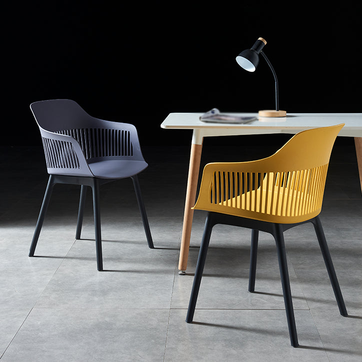 Plastic Scandinavian Dining Kitchen Room Chair Slat Back Arm Chair Clearhalo ' kitchen&dining_furn' 'Dining Chairs' 'Dining Tables & Seating' 'dining_chair' 'furn' 'furn_dining_chair' 'Furniture' 'furniture_dining_chair' 'Kitchen & Dining Furniture' 'kitchen' 4640936