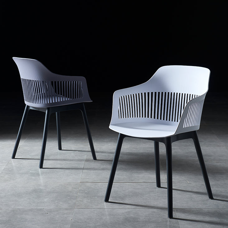 Plastic Scandinavian Dining Kitchen Room Chair Slat Back Arm Chair Clearhalo ' kitchen&dining_furn' 'Dining Chairs' 'Dining Tables & Seating' 'dining_chair' 'furn' 'furn_dining_chair' 'Furniture' 'furniture_dining_chair' 'Kitchen & Dining Furniture' 'kitchen' 4640937