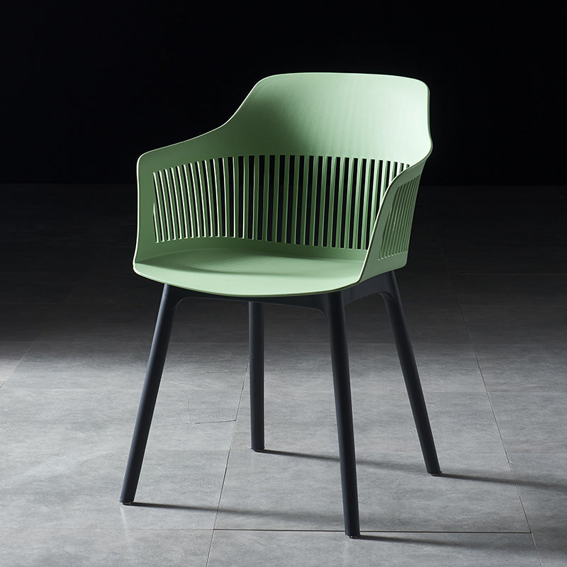 Plastic Scandinavian Dining Kitchen Room Chair Slat Back Arm Chair Green 1 Piece Clearhalo ' kitchen&dining_furn' 'Dining Chairs' 'Dining Tables & Seating' 'dining_chair' 'furn' 'furn_dining_chair' 'Furniture' 'furniture_dining_chair' 'Kitchen & Dining Furniture' 'kitchen' 4640940